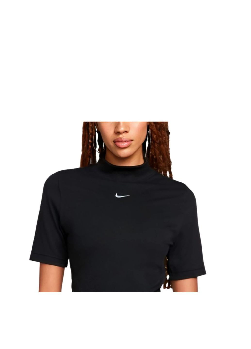 Черная демисезон футболка w nsw essntl rib mock ss top Nike