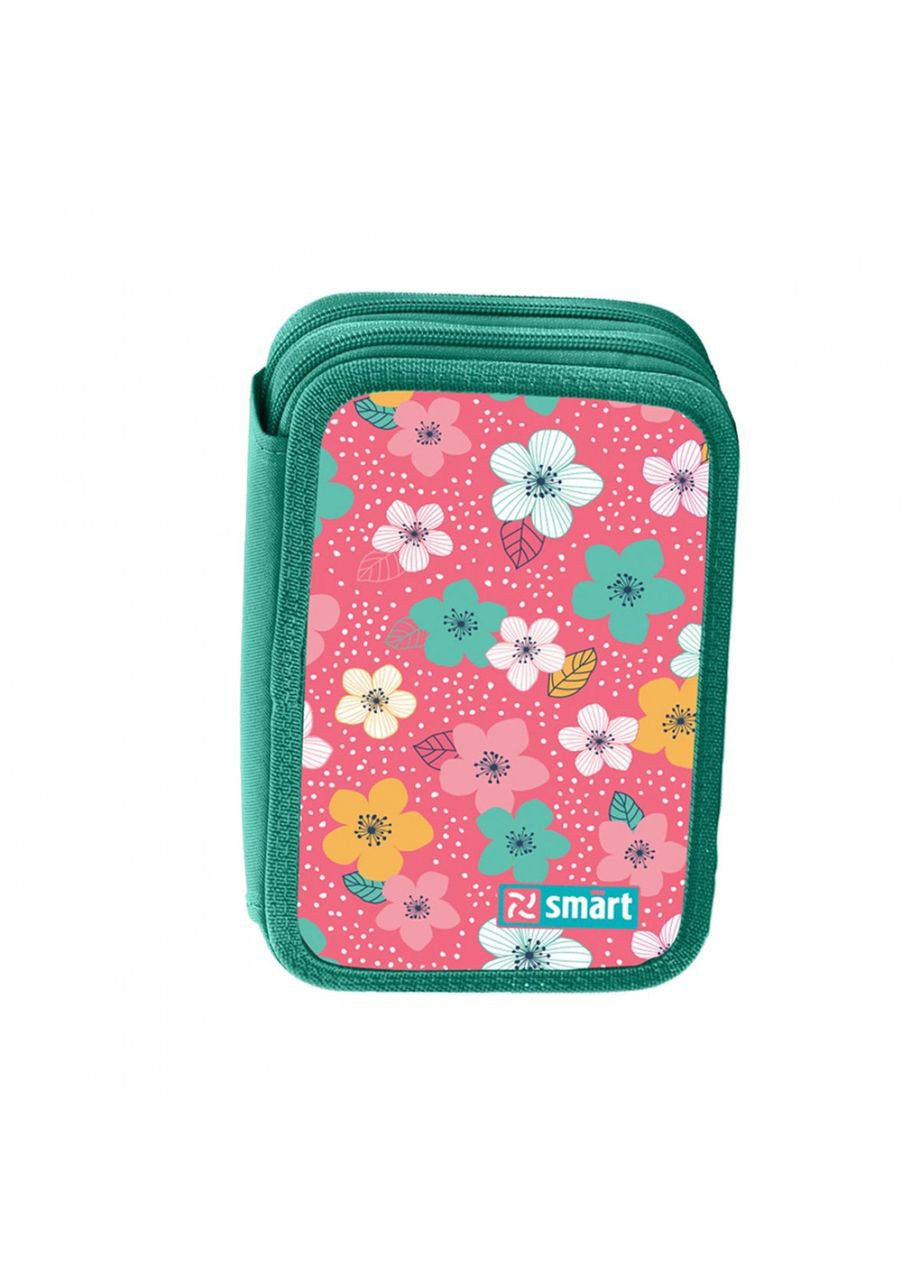 Пенал тв. " " /532843/ 2 відд. HP-01 "Flowers melody", синій/кораловий (1/48) Smart (367752233)