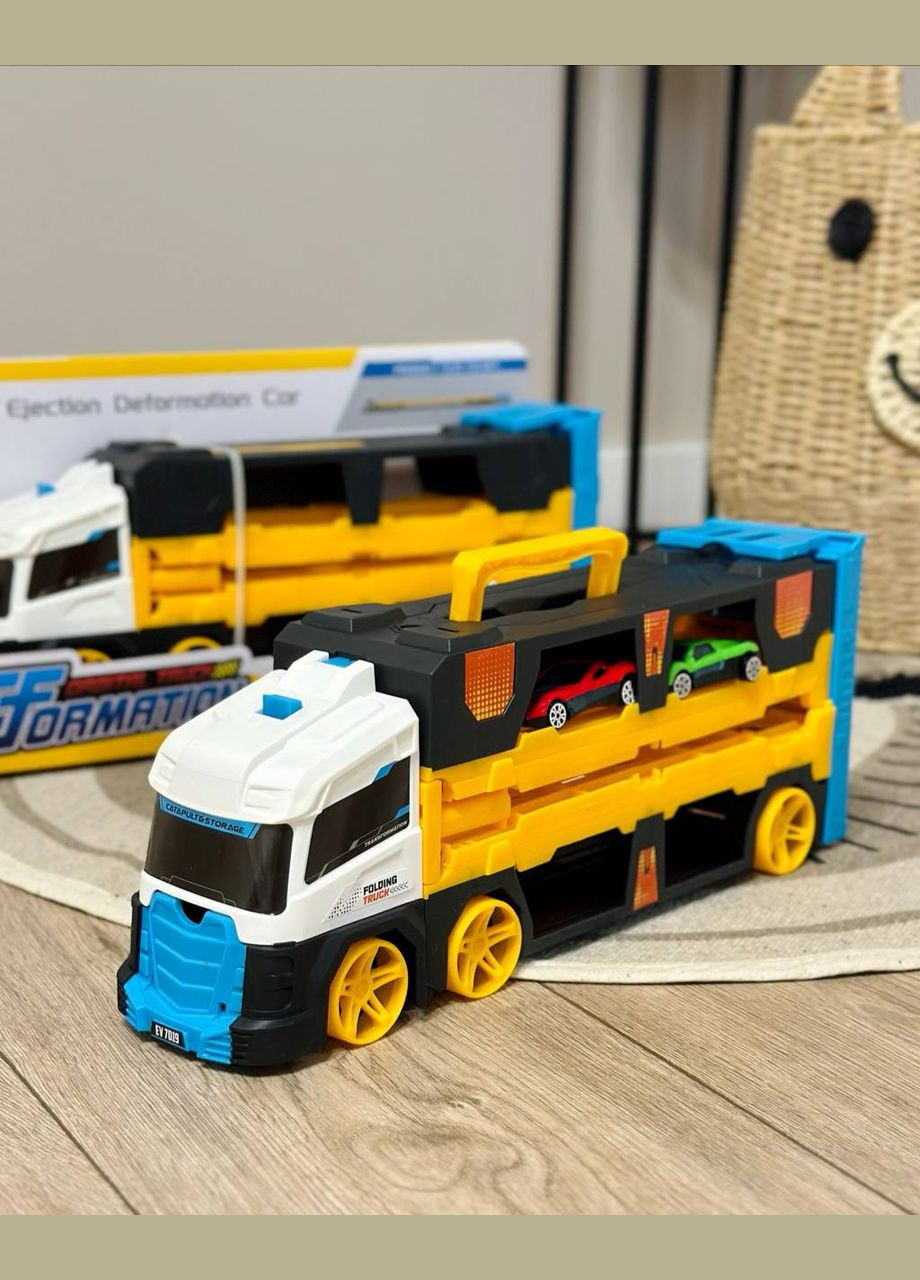 Дитячий ігровий Трейлер автомагістраль E7019 з 2 машинками 1,25 метри Автовоз Fun Game (327217208)