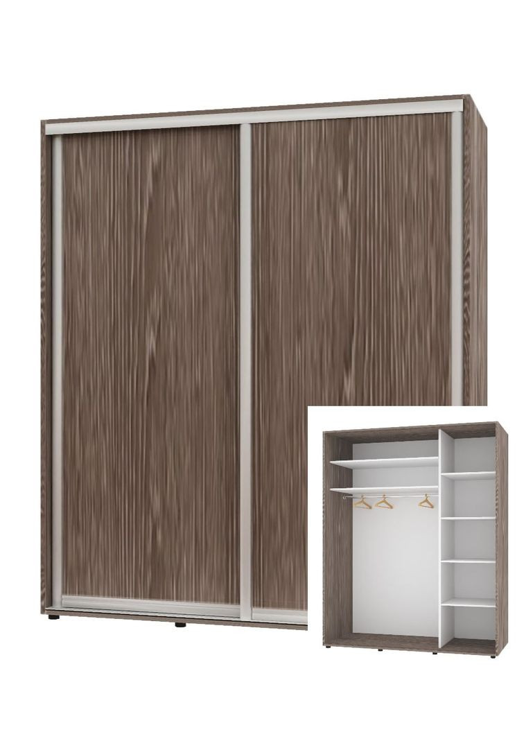 Шафа-купе дводверна 180*45*240 см Трюфель 2 двері ДСП Стандарт Комфорт Меблі (360471464)