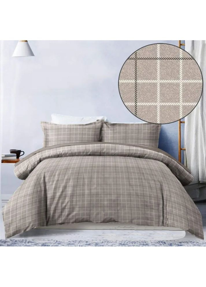 Постельное белье Клеточка беж, бязь Евро на резинке Комфорт-текстиль (354823636)