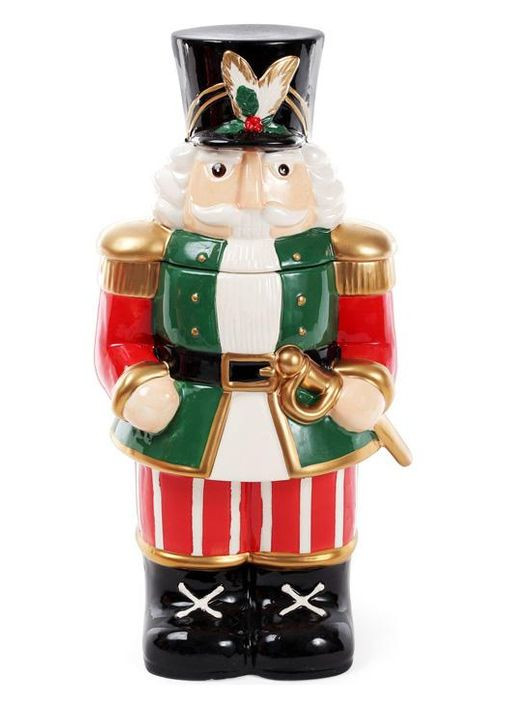 Банку для солодощів Лускунчик 3л керамічний зелений для печива та цукерок новорічний посуд Bona (368978760)