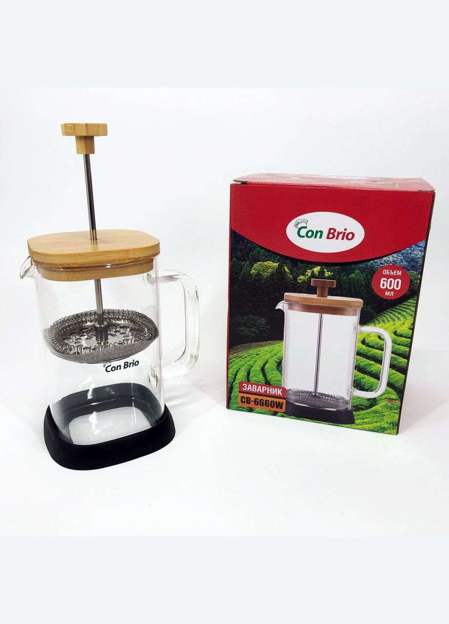 Френч-прес для кави з поршнем 600мл CB-6660W, Чайник заварник, BE-677 Френч-прес красивий Con Brio (349512115)