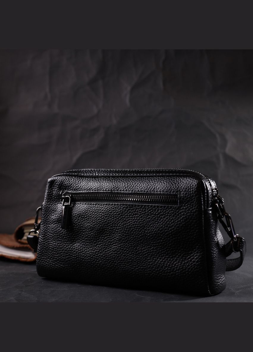 Жіноча сумка-клатч із м'якої натуральної шкіри чорна 22,5х12х5 см 22375 Vintage (329198008)