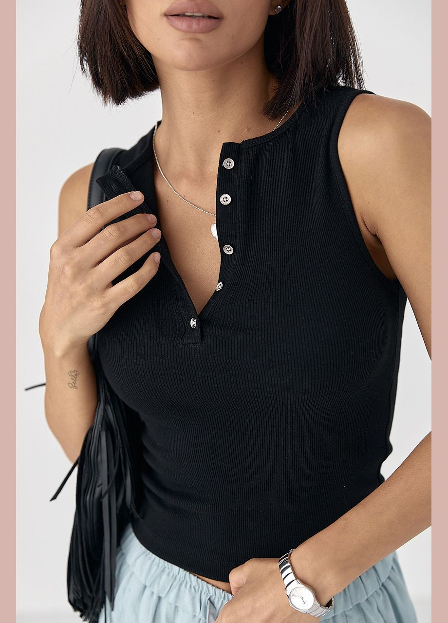 Майка в рубчик на металлических пуговицах Lurex — 333339904