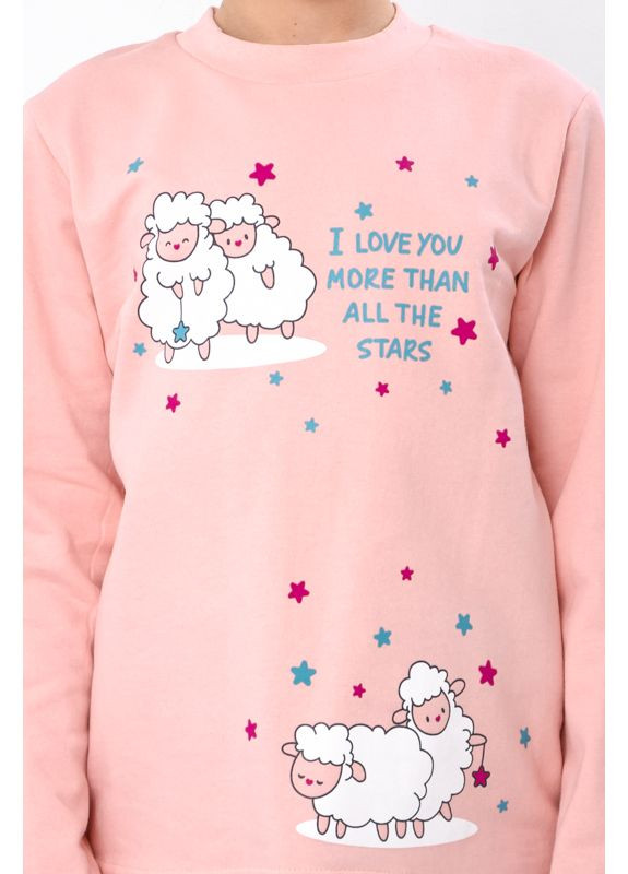 Персиковая утепленная пижама для девочки подростковая (кофта и брюки) с принтом hc (h001-6076-023-33-2) Носи своє