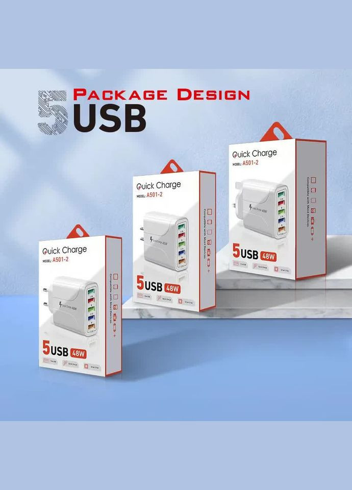 Сетевое зарядное устройство для A501-2 QC3.0 5USB Phone Fast Charger Black VHG (334305158)