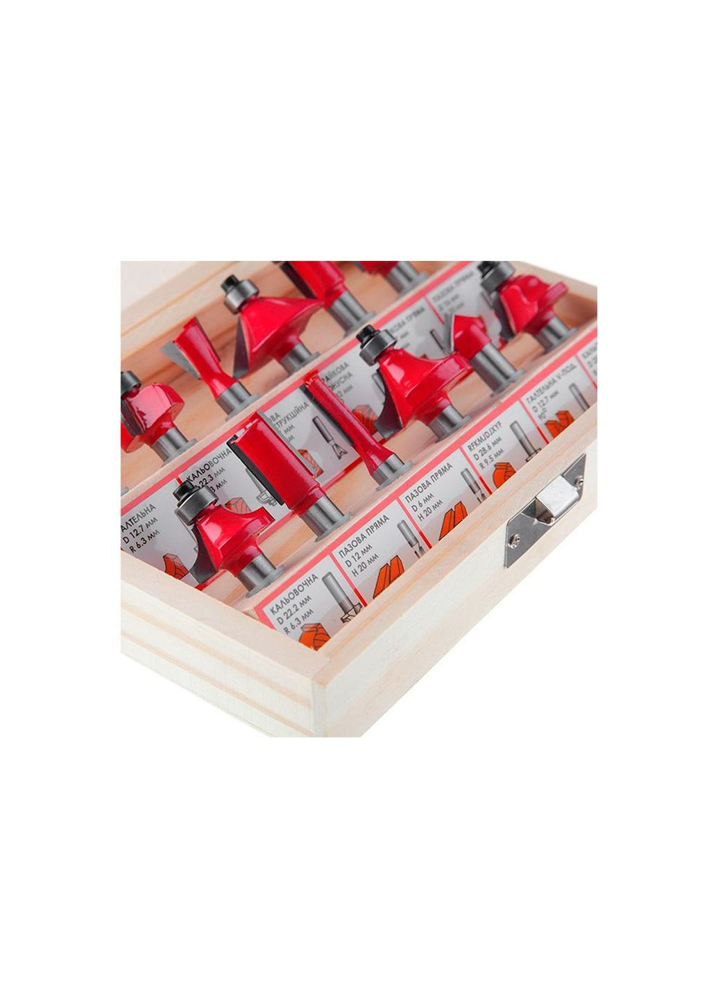 Набір фрез для дерева 12 шт. з підшипником, діаметр 6-32 мм, у дерев'яному кейсі Intertool (334317442)