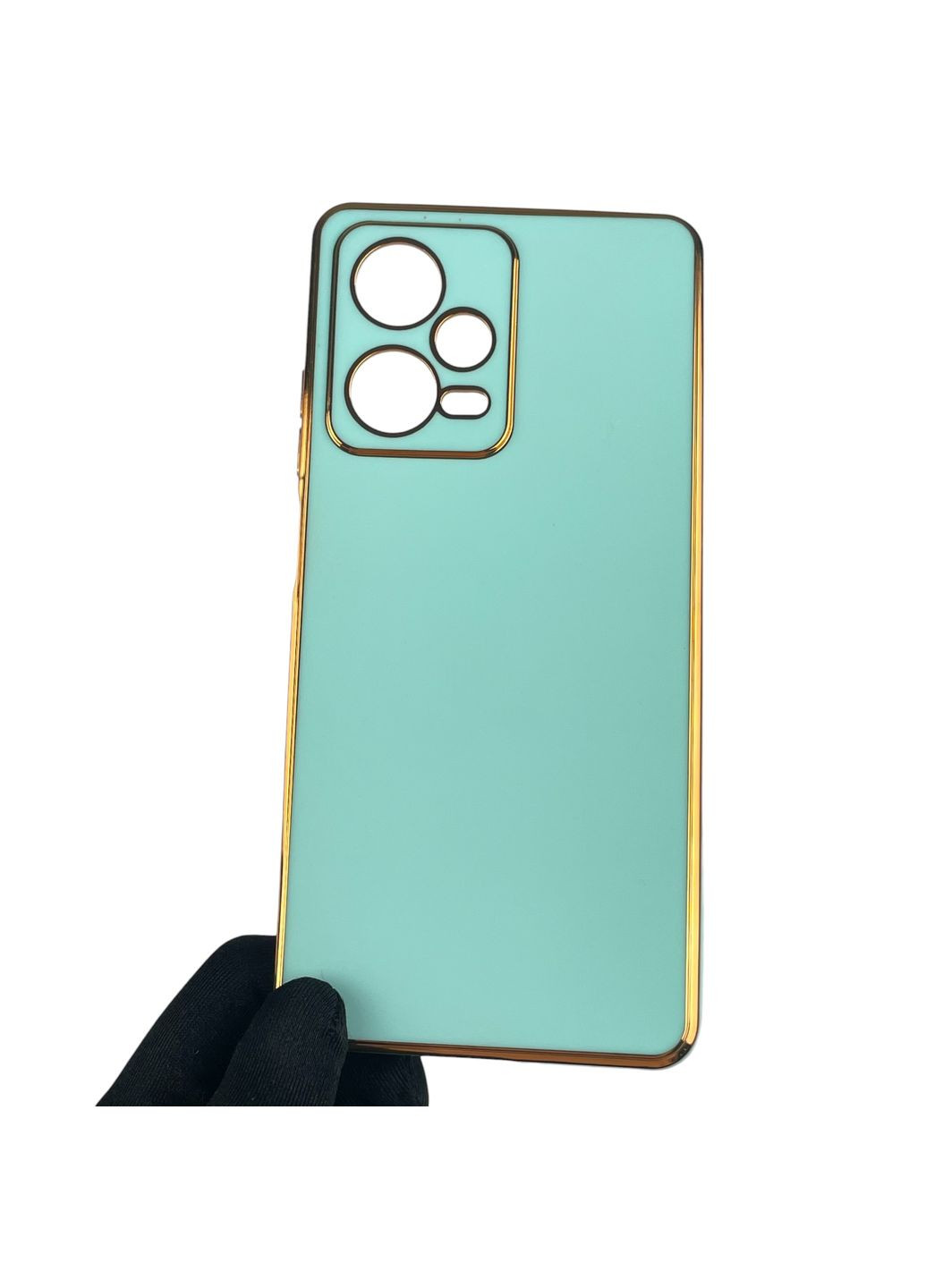 Чохол для Redmi Note 12 Pro 5G глянсовий із золотою окантовкою із захистом камери на сяомі редмі нот 12 про 5г бірюзовий Xiaomi (366020411)