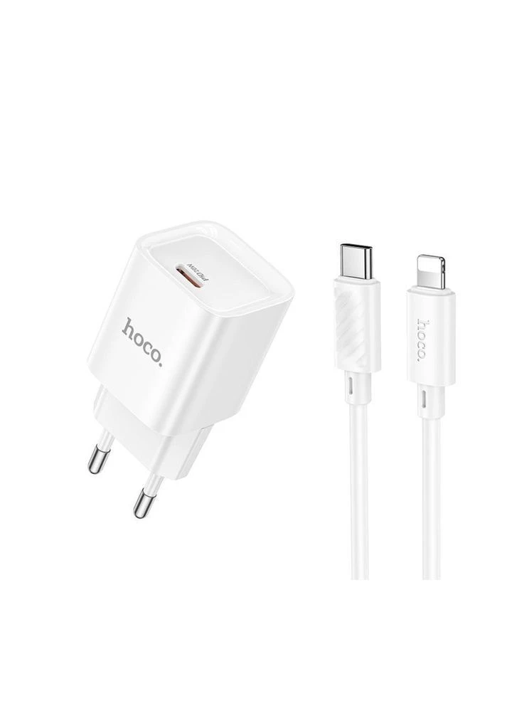 Сетевое Зарядное Устройство C146A 1USB-C PD/QC 20W+Type-C to Lightning Белый Hoco (388893308)