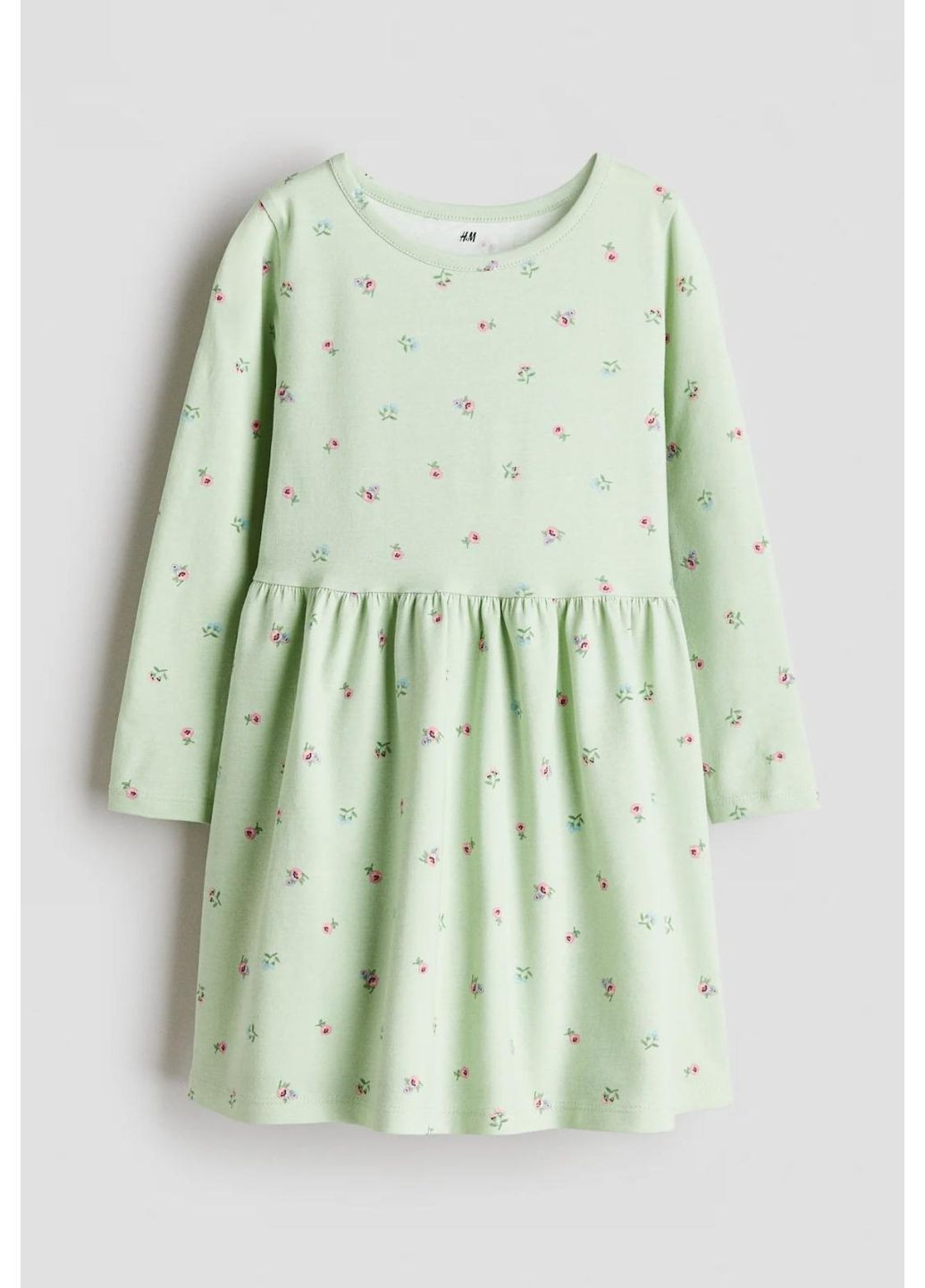 Светло-зелёное детское хлопковое платье для девочки светло-зеленое (25120301) H&M (370372449)
