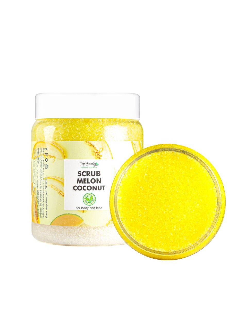 Скраб для обличчя та тіла Melon Coconut з ароматом дині та кокосовою олією 250 мл Top Beauty (337359219)
