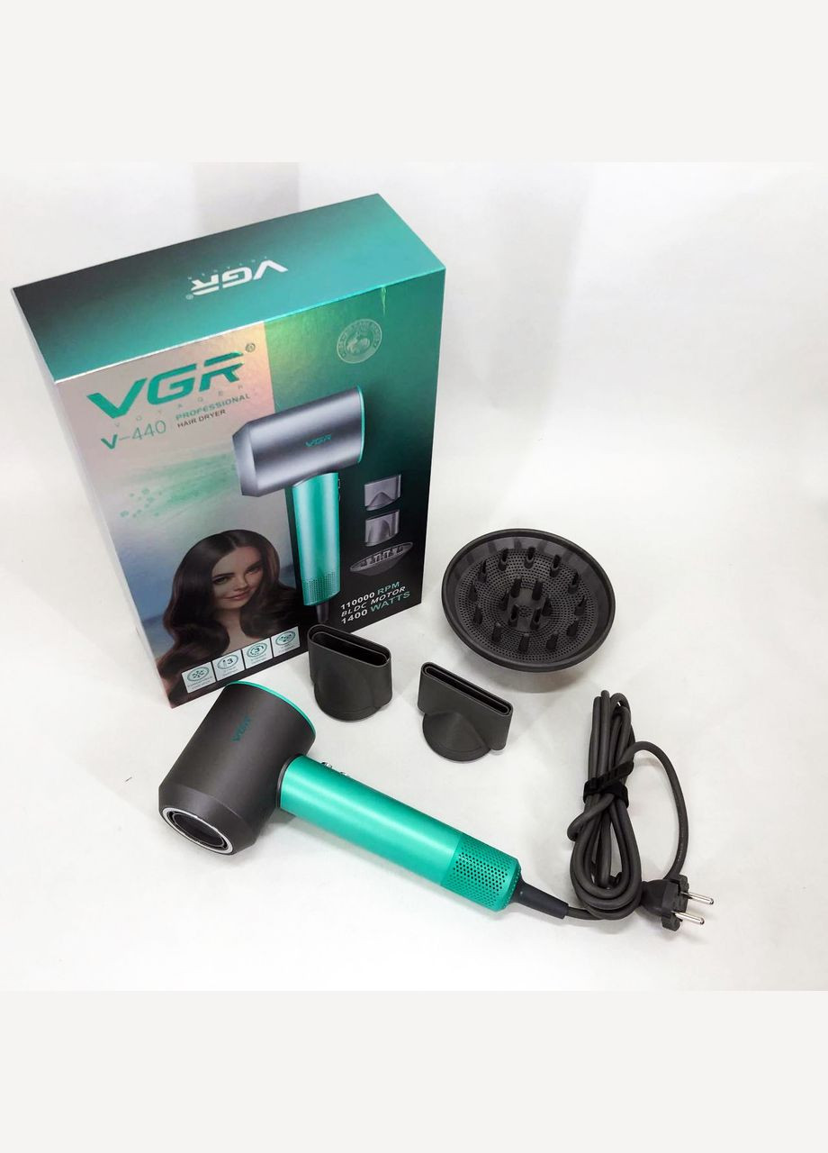 Фен профессиональный V-440. Цвет: зеленый VGR (364665543)