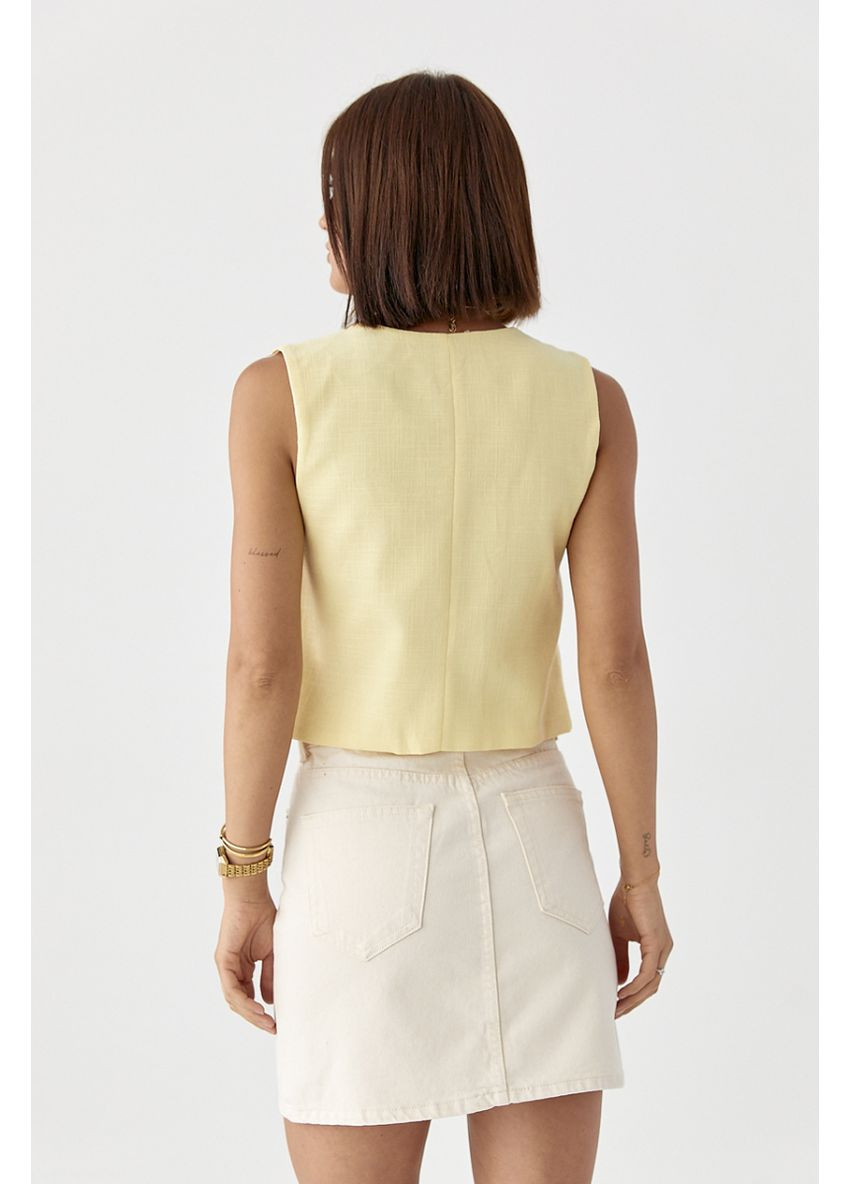 Желтый женский хлопковый женский жилет на завязках Lurex однотонный - летний