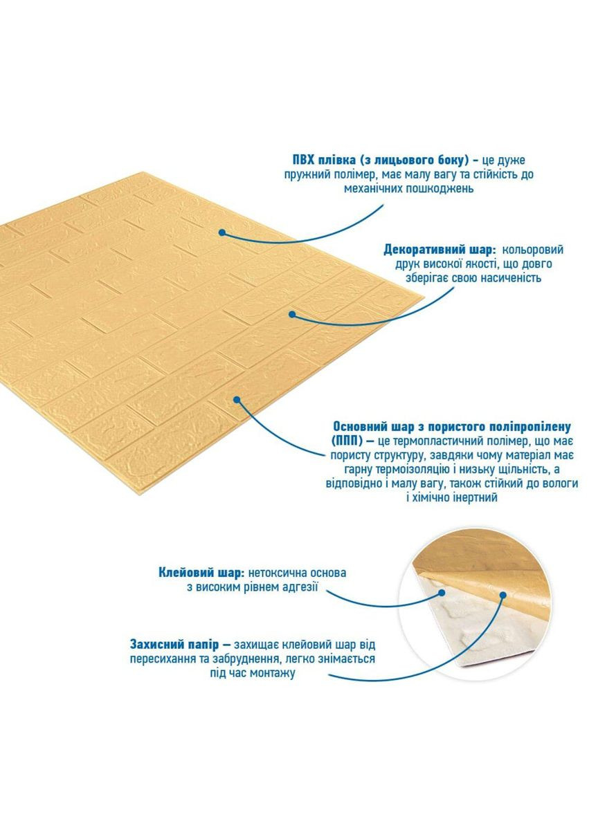 Панель стеновая 3D 700х770х2мм ЖЕЛТО-ПЕСОЧНАЯ (D) SW-00001909 Sticker Wall (329898158)