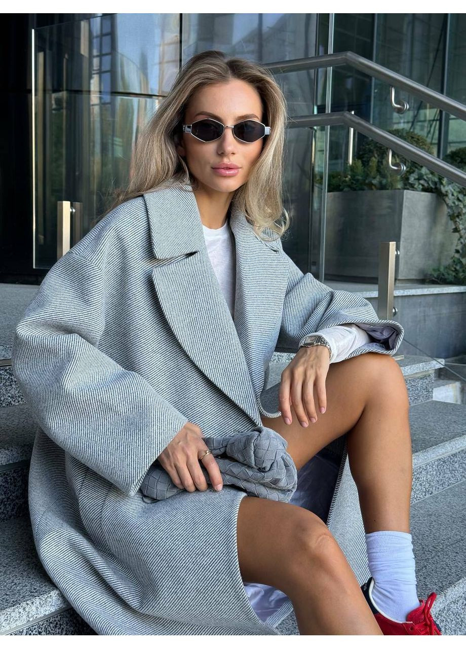 Сіре демісезонне Жіноче пальто КЛАСИКА з кишенями (mil575) milirud