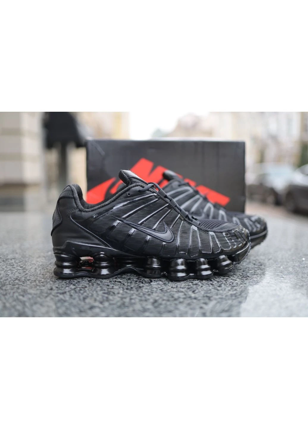 Черные демисезонные кроссовки мужские nike shox tl triple black найк шокс тл черные No Brand