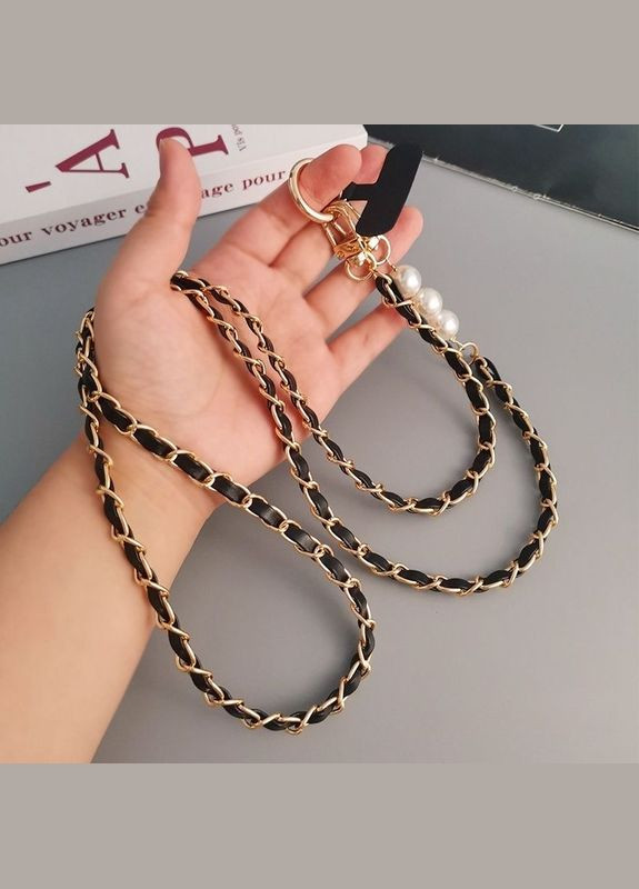 Модний ремінець-ланцюжок для телефону в стилі Chanel на шию через плече. Чорний No Brand (328958188)
