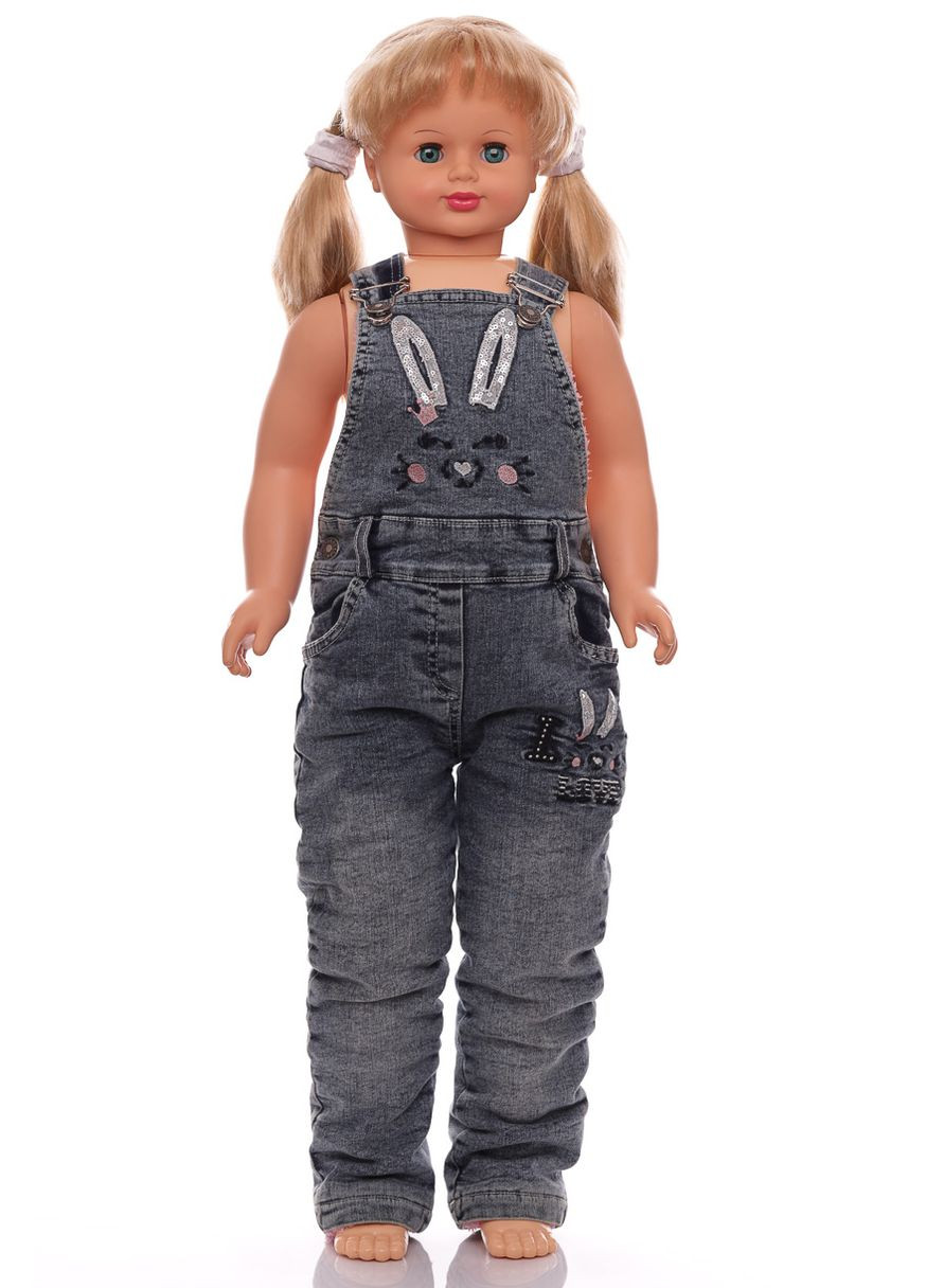 Комбинезон джинсовый для девочки на травке с зайкой синий 104 см (51076) BABYKROHA (297200748)