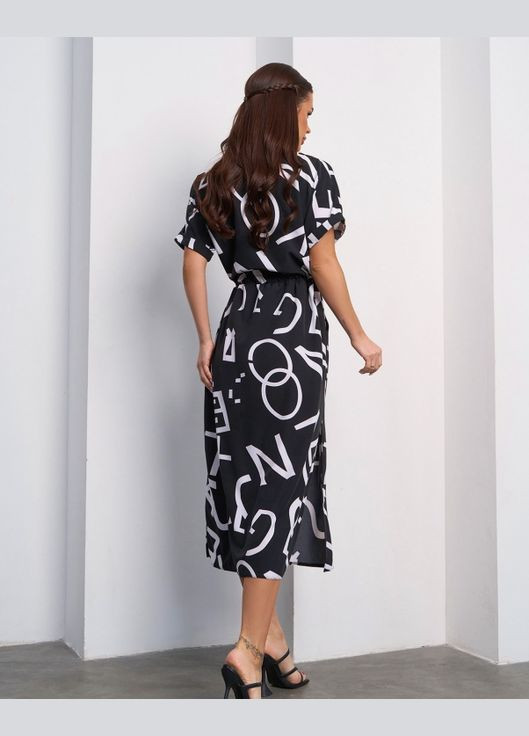 Чорна повсякденний сукні а-силует ISSA PLUS з малюнком