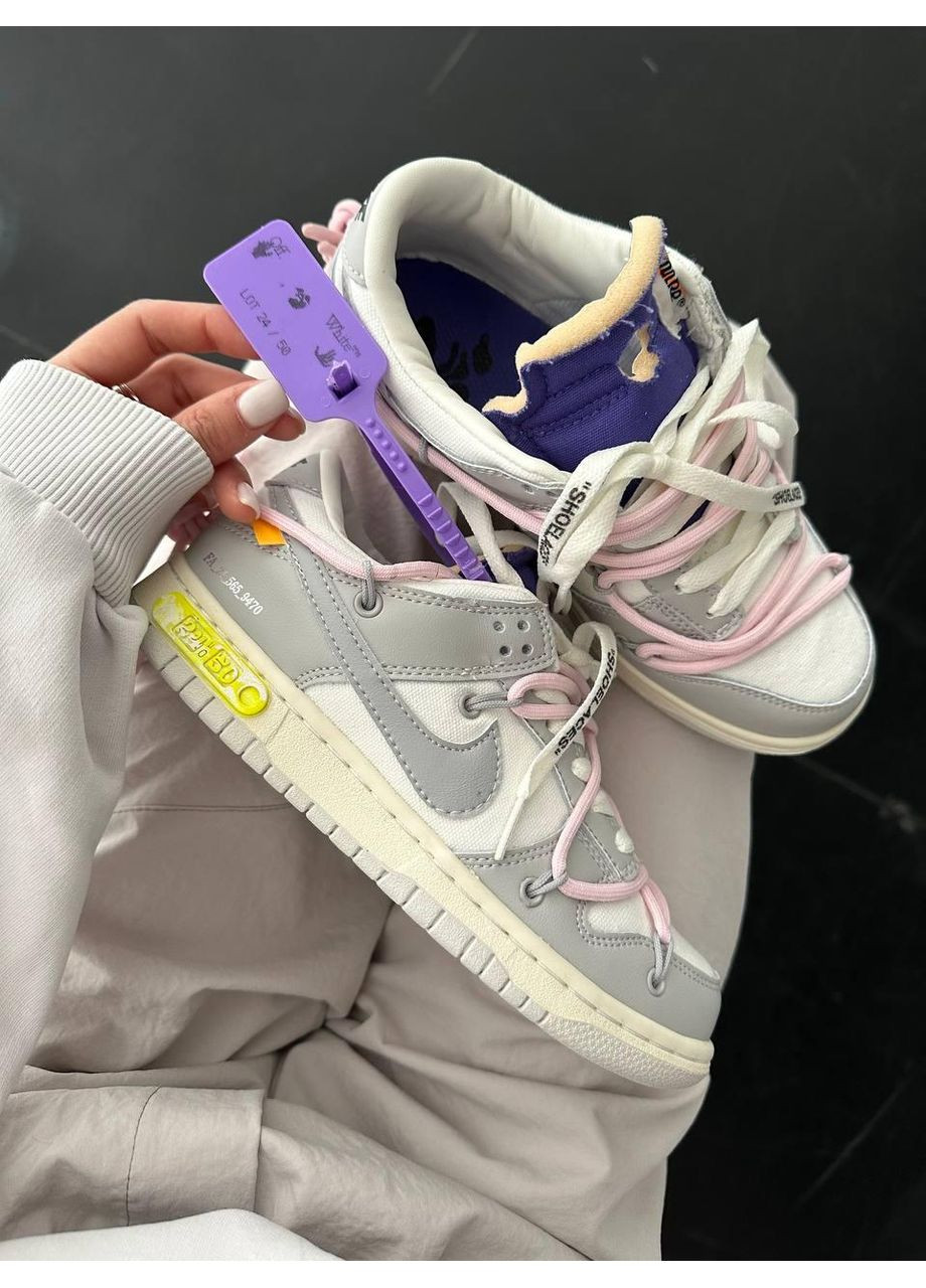 Серые демисезонные кроссовки мужские nike dunk x off white grey найк сб данк No Brand