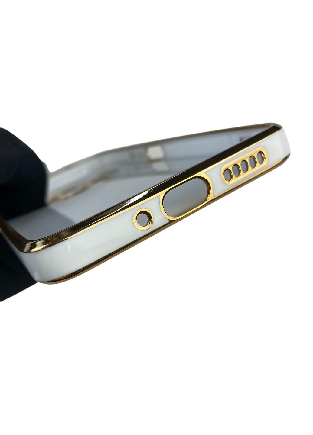 Чехол для Poco C75 с кольцом MagSafe с золотой окантовкой на сяоми поко с75 белый gs1 Xiaomi (366233371)