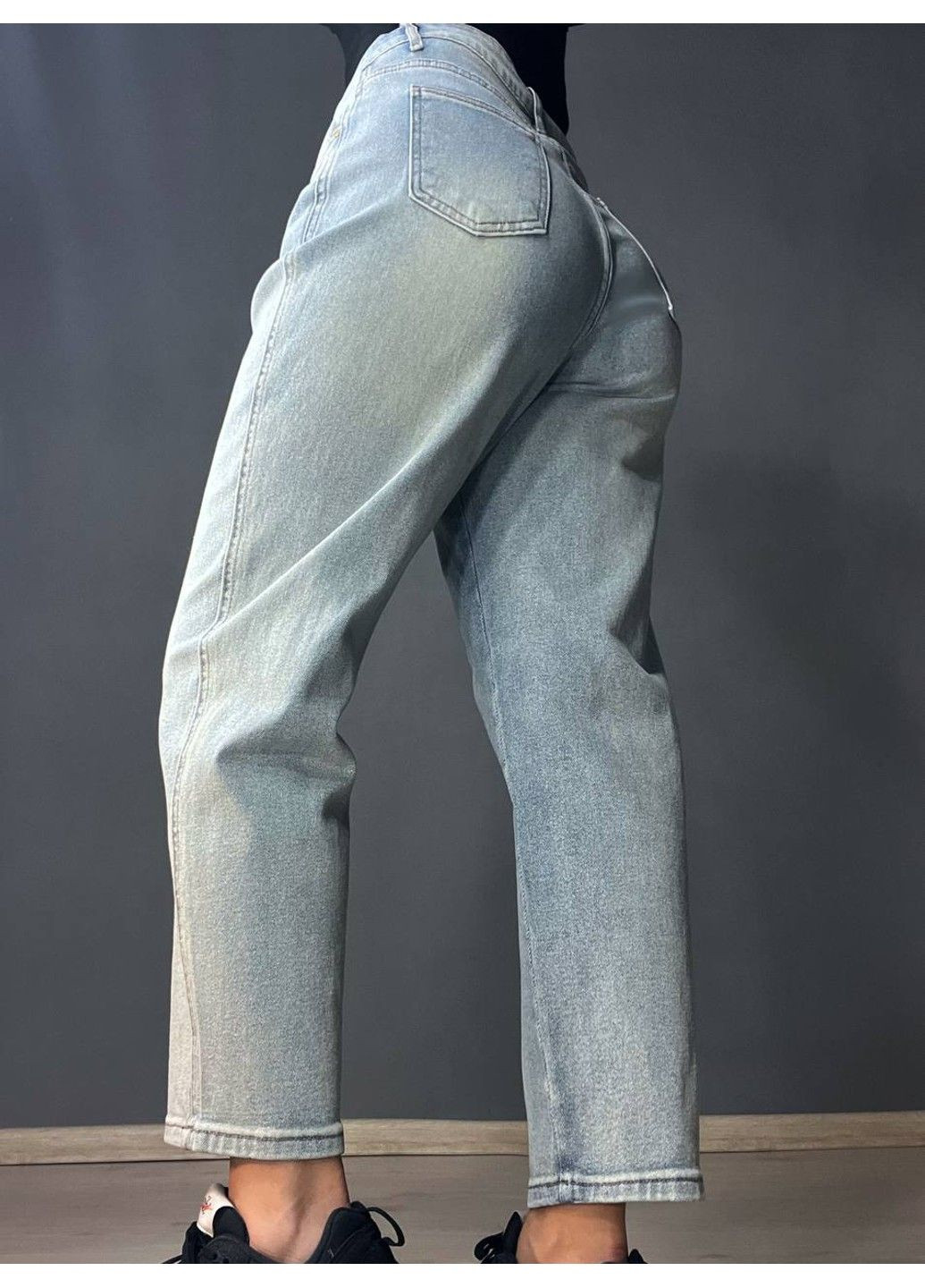 Джинси жіночі 9203-36 MOM банани напис на кишені великі розміри блакитні Sterling - (335364840)