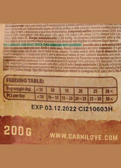 Ласощі Dog Semi Moist для собак, качка та розмарин, 200 г (*) Carnilove (322589843)