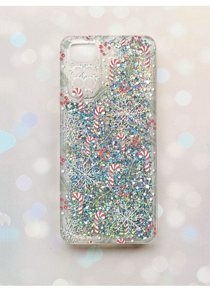 Чохол з плаваючими срібними блискітками на Xiaomi Redmi Note 11 Новорічний фон (принт 199) Creative (362963949)
