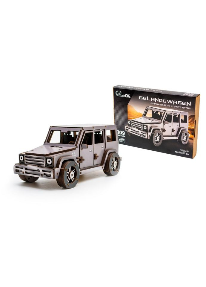 Дерев'яний 3D конструктор "Gelandewagen" Puz-26914, 109 деталей PuzzleOK (334143301)