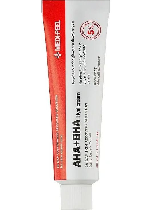 Крем пилинг для лица восстанавливающий с кислотами 30 мл Medi Peel AHA BHA 28 Days Hyal Cream Medi-Peel (367585904)