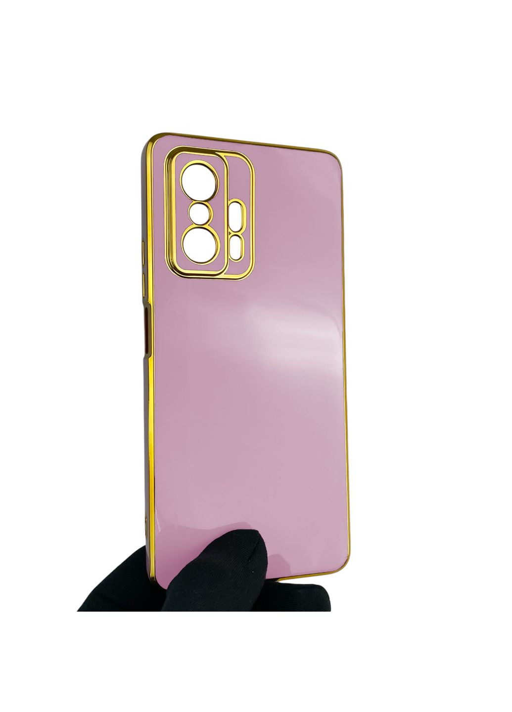 Чохол для 11T глянцевий із захистом камери із золотою окантовкою на сяомі 11т чорничний gs1 Xiaomi (366231409)