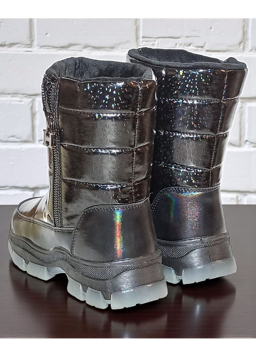 Черные зимние дутики на овчине, зимние ботинки для девочки подростка вистеп Weestep на молнии