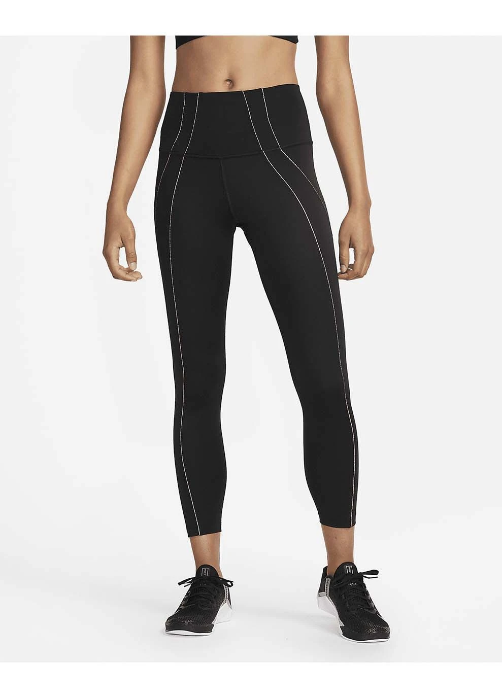 Черные демисезонные женские леггинсы w ny df 7/8 tgt lurex черный Nike