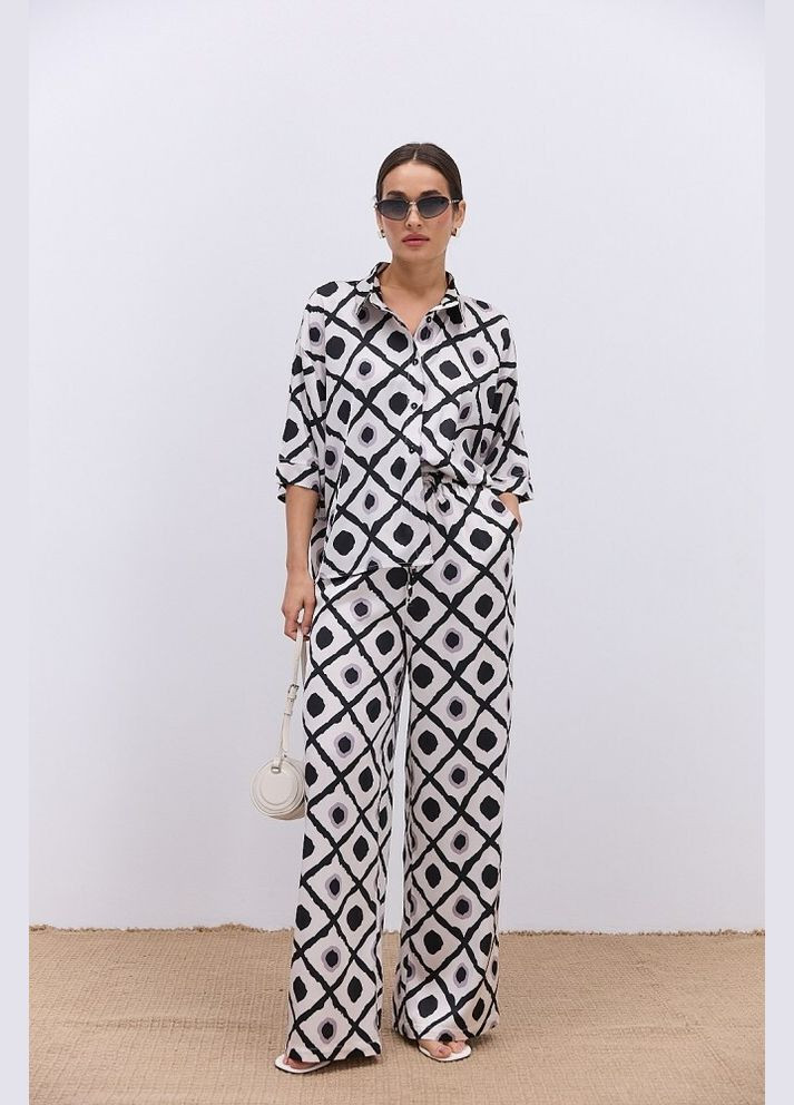 Костюм жіночий шовковий з абстрактним візерунком MKAR35190-2 Modna KAZKA (337716054)