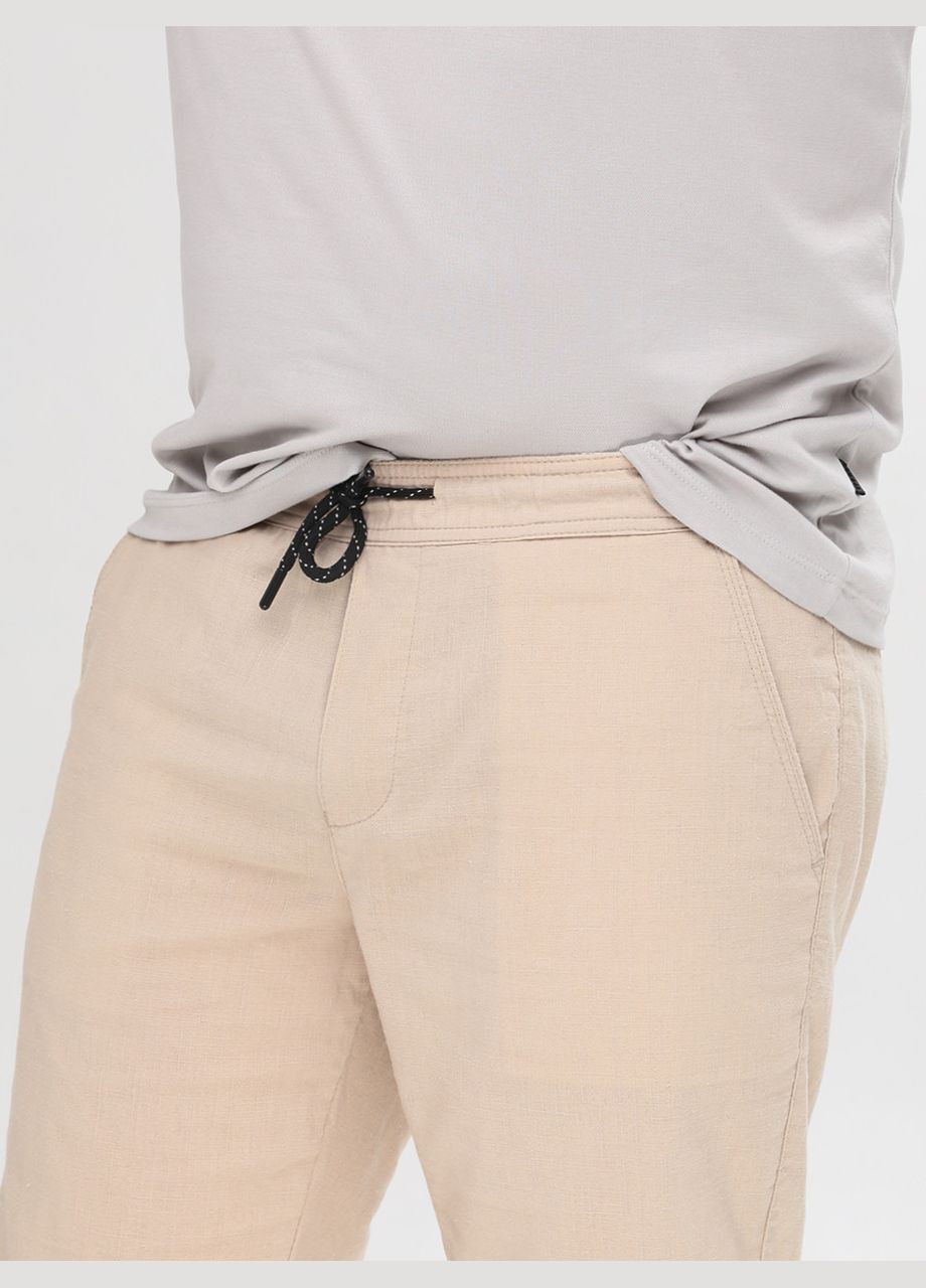 Шорты мужские светло-бежевые хлопчатобумажные пояса на резинке Wise Пряма (293057417)