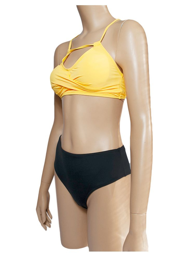 Жовтий літній роздільний купальник бандо з м'якою чашкою та трусиками бразиліана. модель 0032 арт.202 топ, роздільний, бікіні Samegame