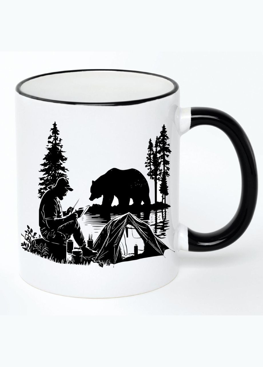 Чашка Кемпінг (кухоль, кружка) #048 Біла з чорною ручкою 330 мл No Brand (322716159)