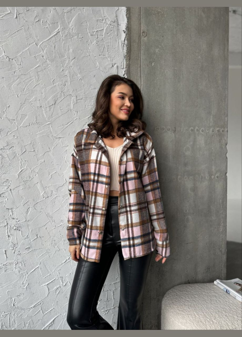 Розовая кэжуал рубашка в клетку Elanzh с длинным рукавом