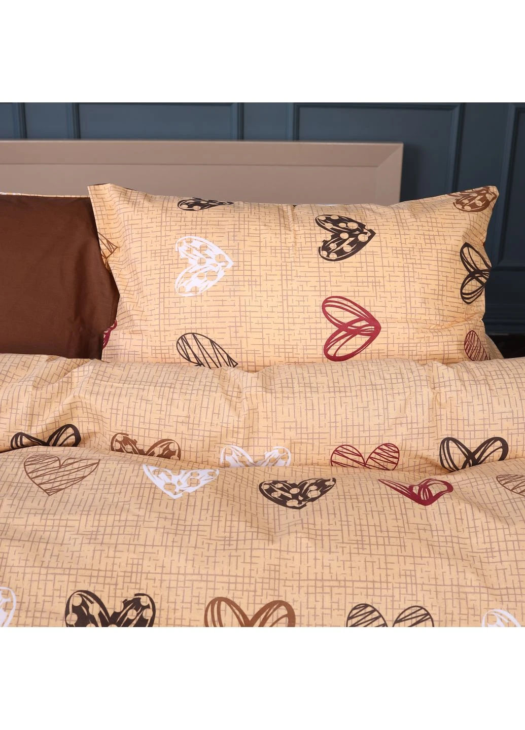 Комплект постільної білизни Ranforce Elite 17-0705 Toffee Hearts Євро Mirson (399174443)