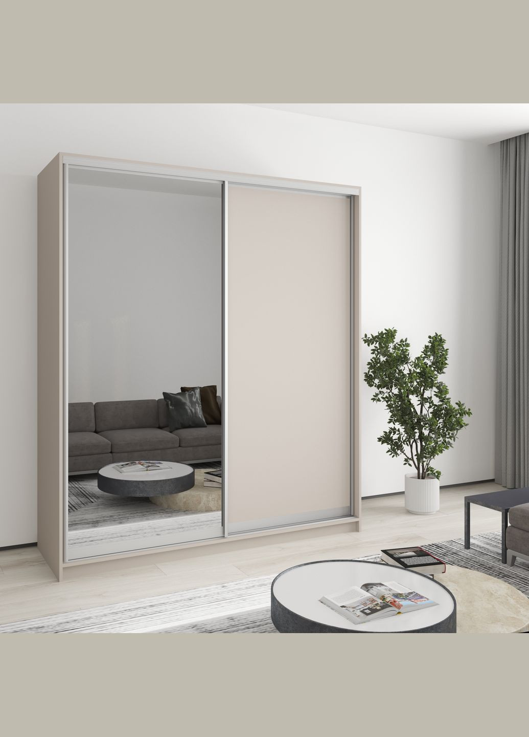 Шафа-купе дводверна Комбо AL ДСП/Дзеркало 180x60x210 см Кашемір (MBS-2761) MebelStar (346289188)