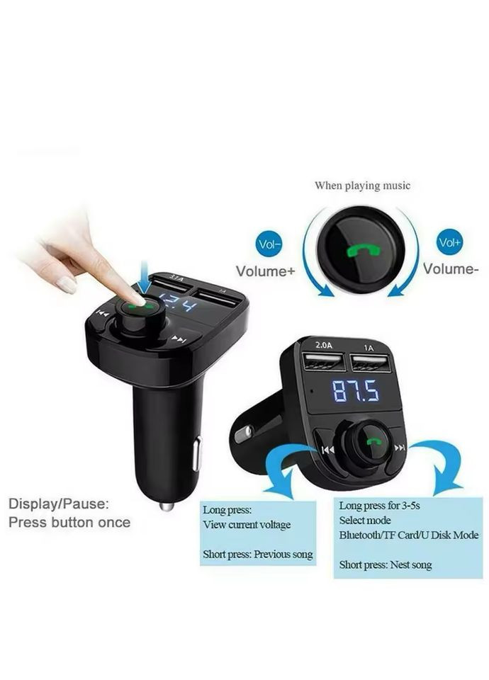 FM-трансмиттер Bluetooth 5.0 с двойным USB 3.1A, hands-free, MP3-плеер для авто No Brand (370159658)