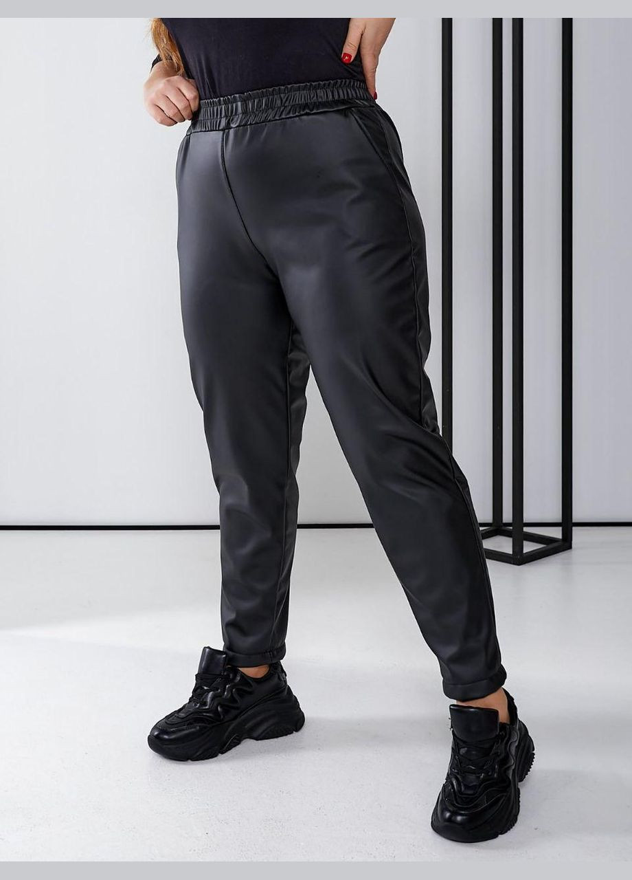 Штани жіночі - батальні утеплені велюром шкіряні, висока посадка, на резинці JUGO TEDDI № 710 (304326059)