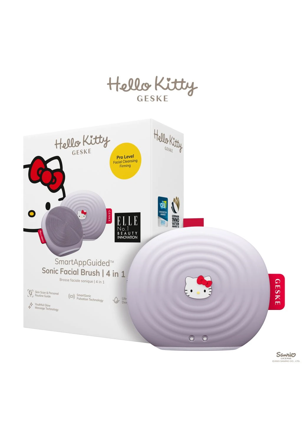 Електронна ультразвукова щітка для обличчя Sonic Facial Brush 4 в 1 by Hello Kitty, purple GESKE (386485473)