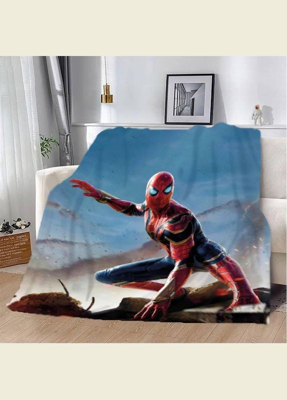 Плед покрывало Детское Людина павук MARVEL 135х160 Голубое Плюш-велюр No Brand (292800004)