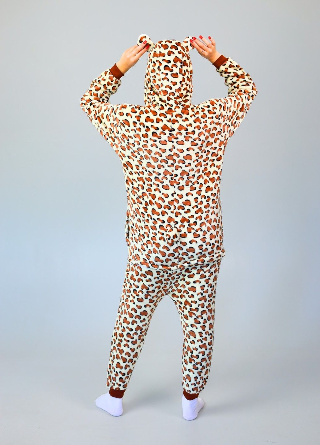 Кигуруми пижама Леопард женская бежевая плюшевая Lalapka (369369953)