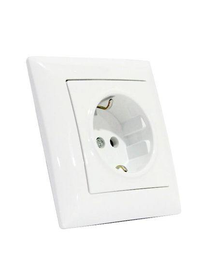 Розетка одинарна з заземленням біла TINA Horoz Electric (346088486)