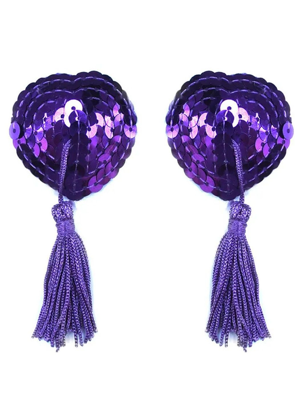 Фиолетовые пэстисы БДСМ в форме сердец с кисточками We Love (284279569)