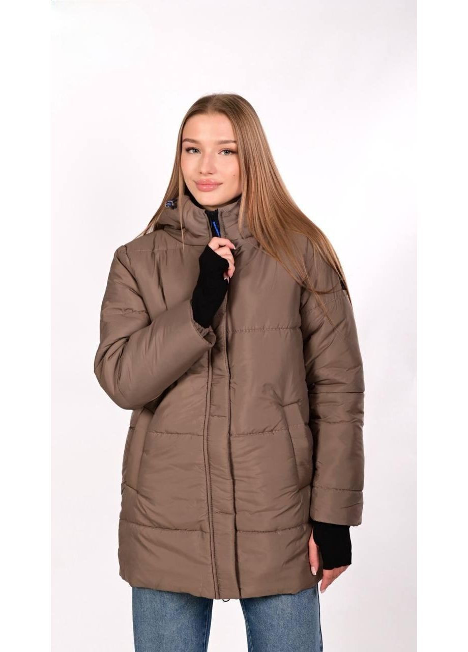 Коричнева демісезонна куртка жіноча куртка-пальто Kram 00922