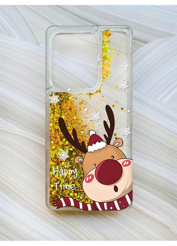 Чехол с плавающими золотыми блестками на Xiaomi Redmi Note 13 4G Зимний оленёнок (принт 155) CASE CONTROL (360659810)
